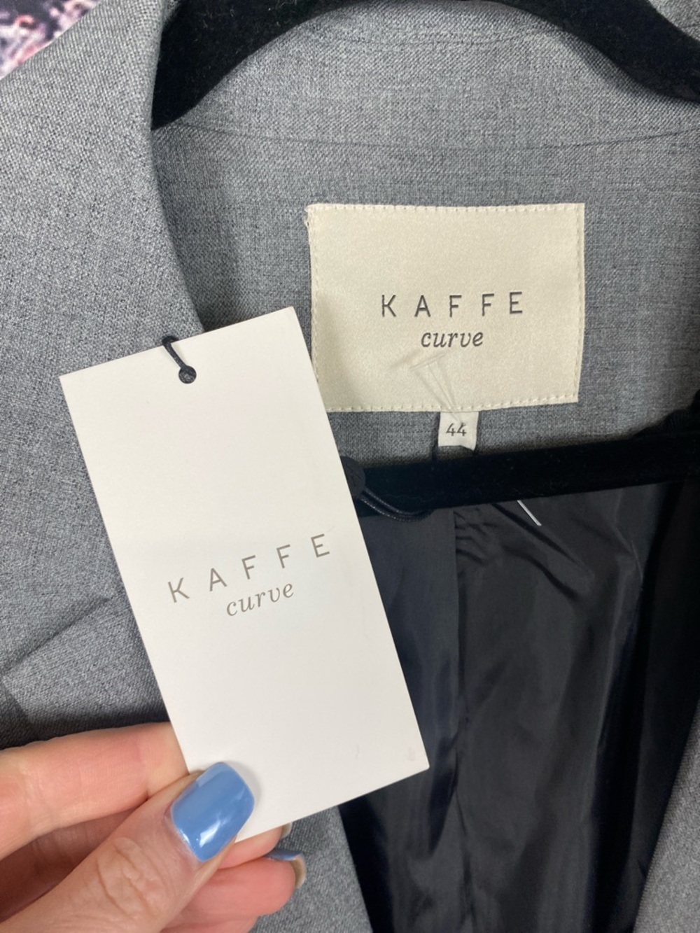 Kaffe Curve IDA Short Sleeve Grey Lightweight Classic Neutral Coat Blazer Sz 14 - Picture 10 of 16
